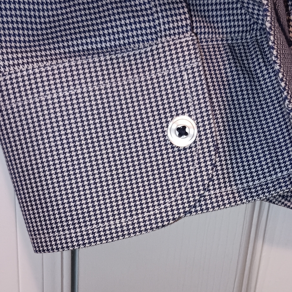 Untuckit Blue White Checked Button Down Cotton Sh… - image 7